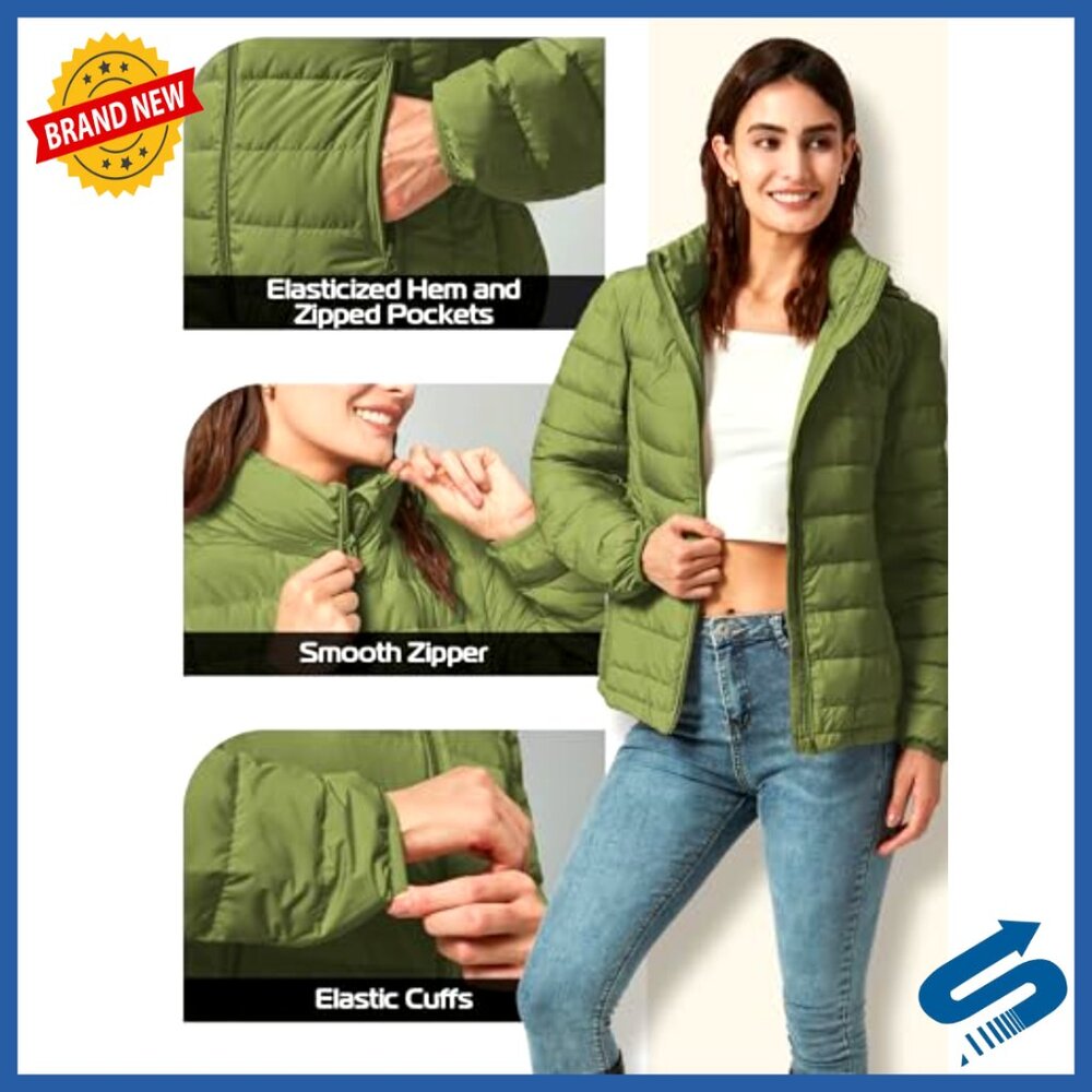 Lightweight Quilted Down Jacket with Detachable H… - image 4